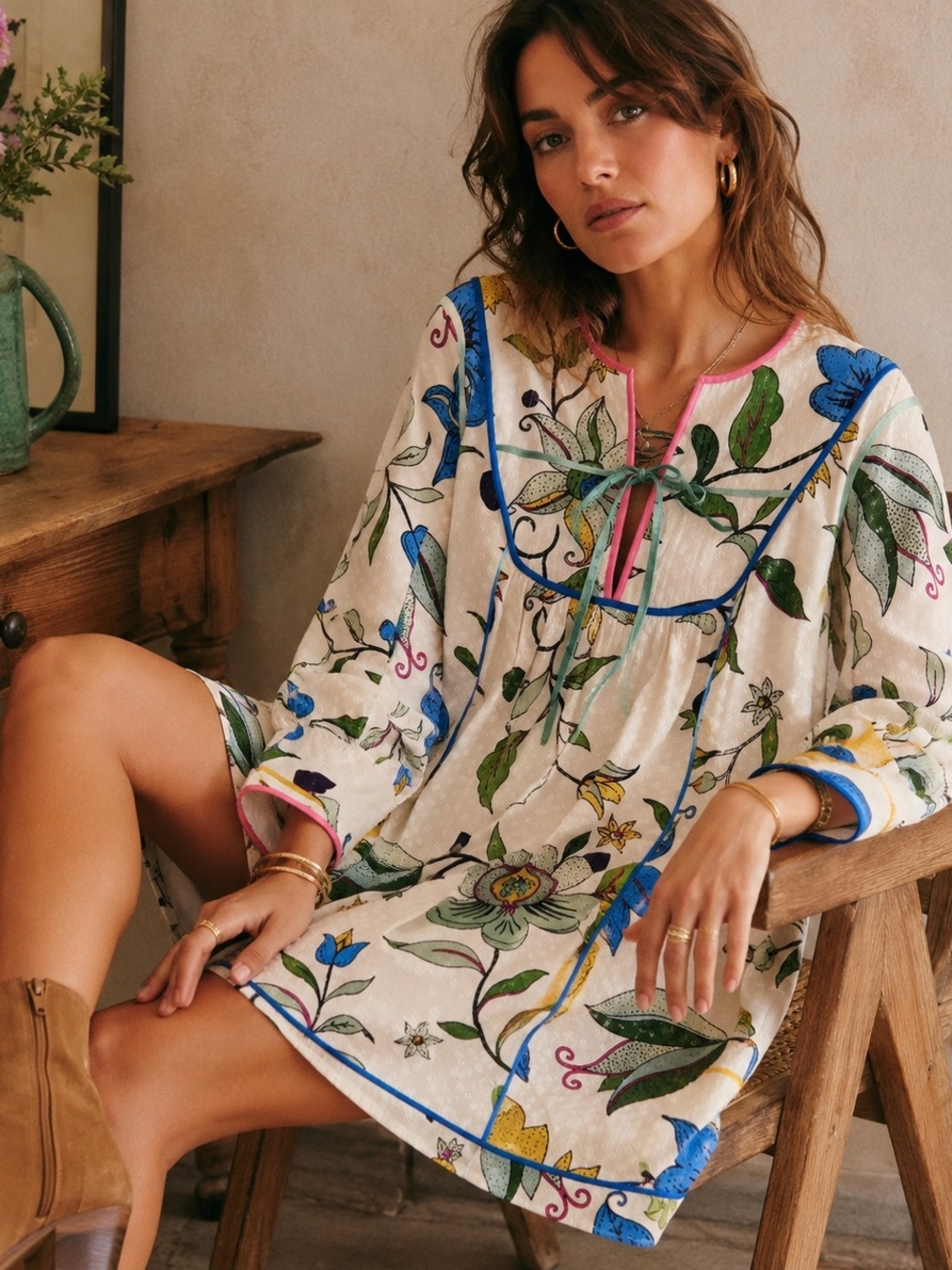 Tory Burch Contrast-Binding Jacquard Dress